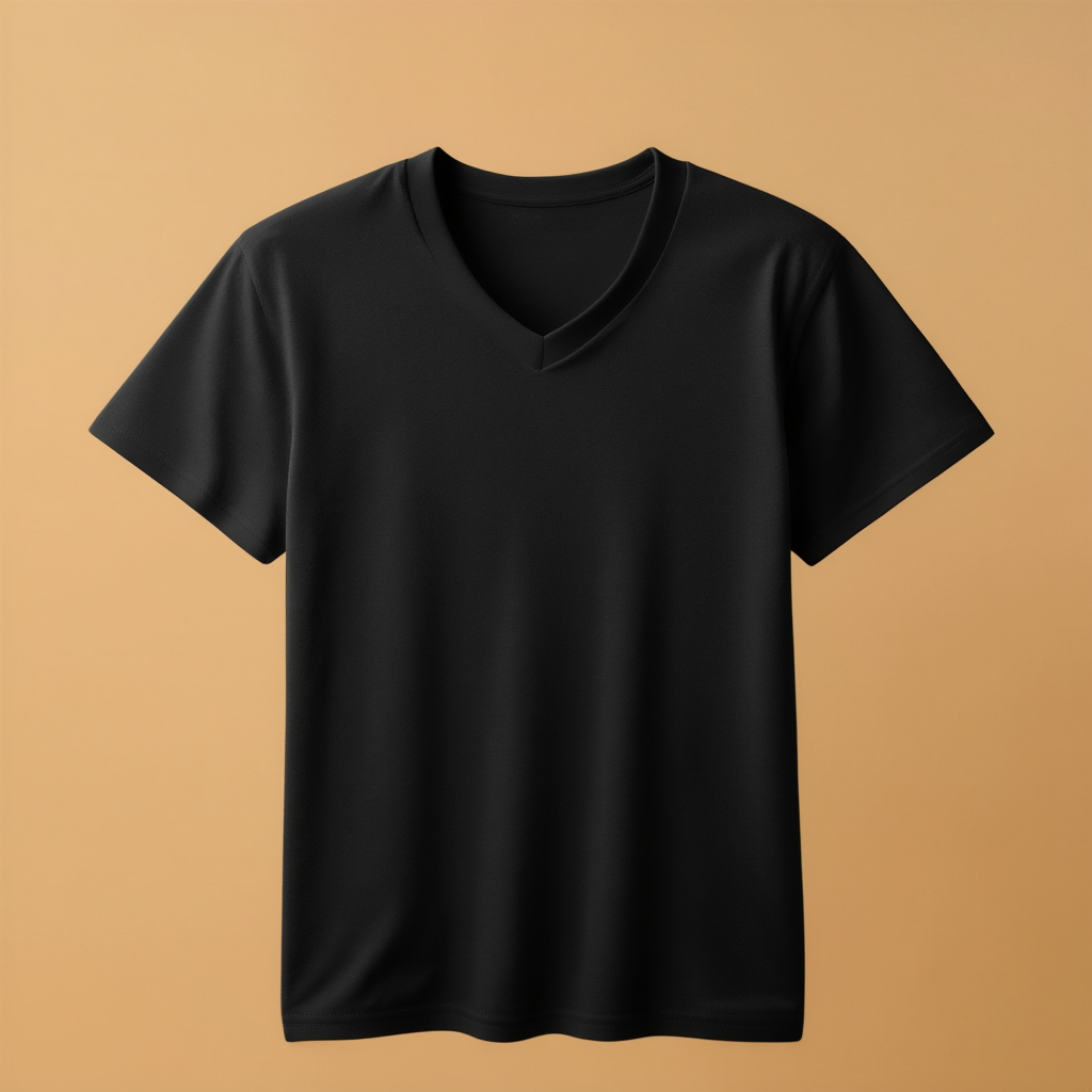 Black V-Neck V Neck Half Sleeve - Black - Image 1