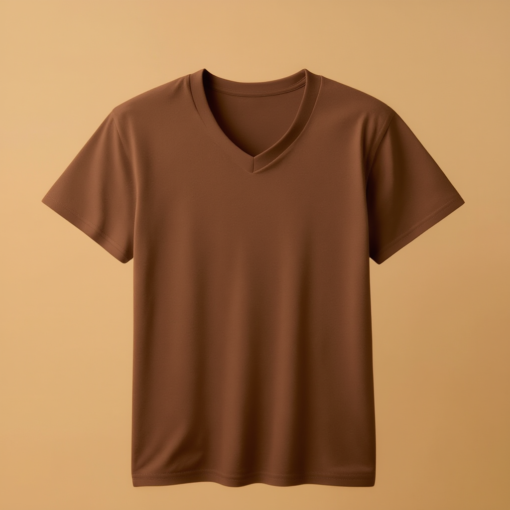 Brown V-Neck Kids V Neck Half Sleeve - Brown - Image 1