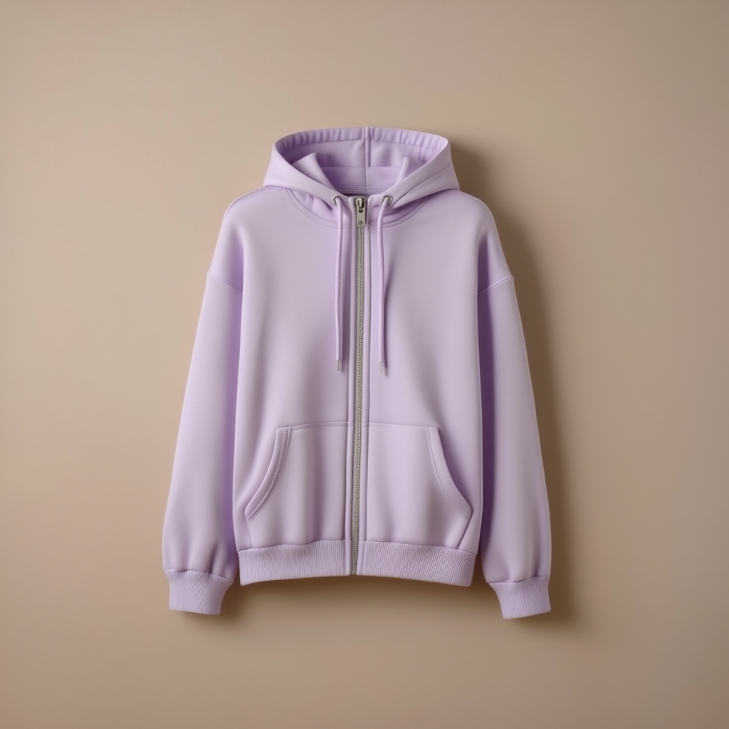 Hoodie Lavender Hoodie With Zipper - Lavender - Image 1