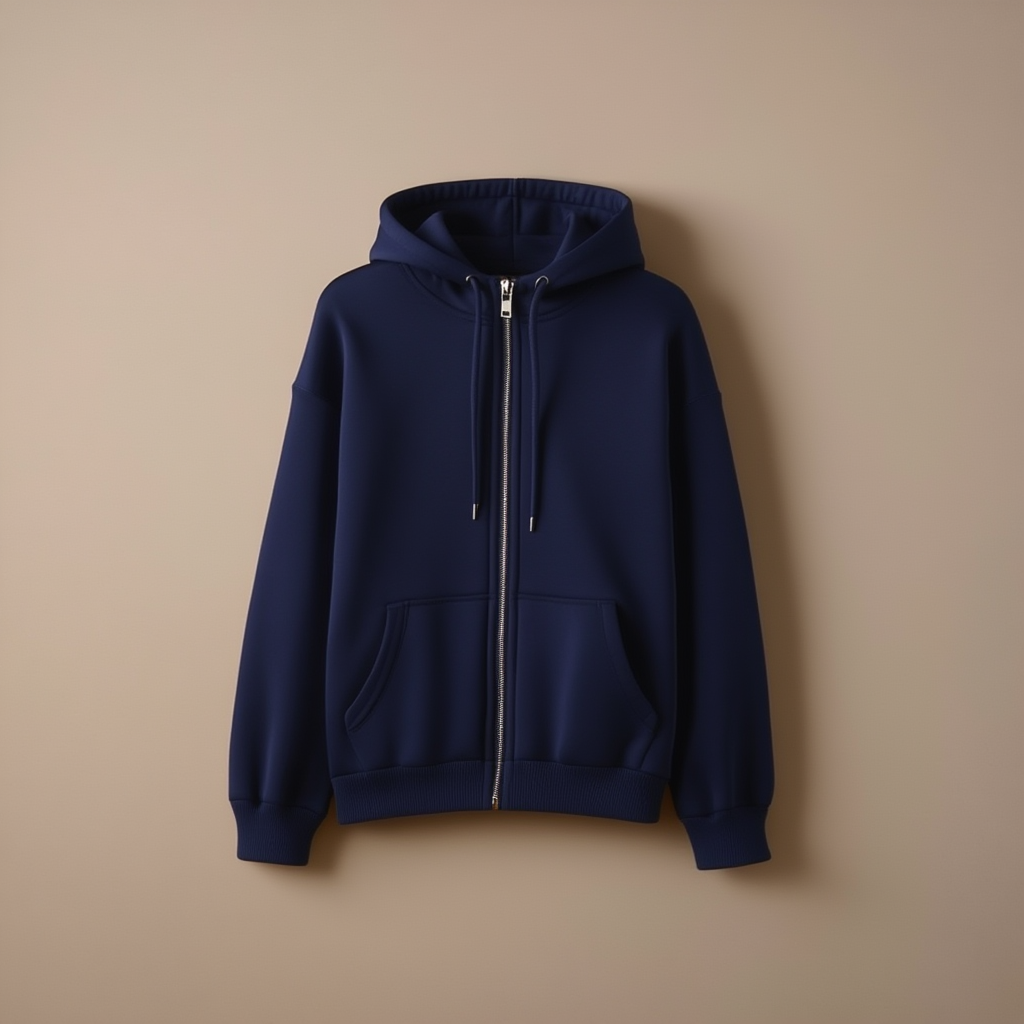 Hoodie Navy Hoodie With Zipper - Navy - Image 1