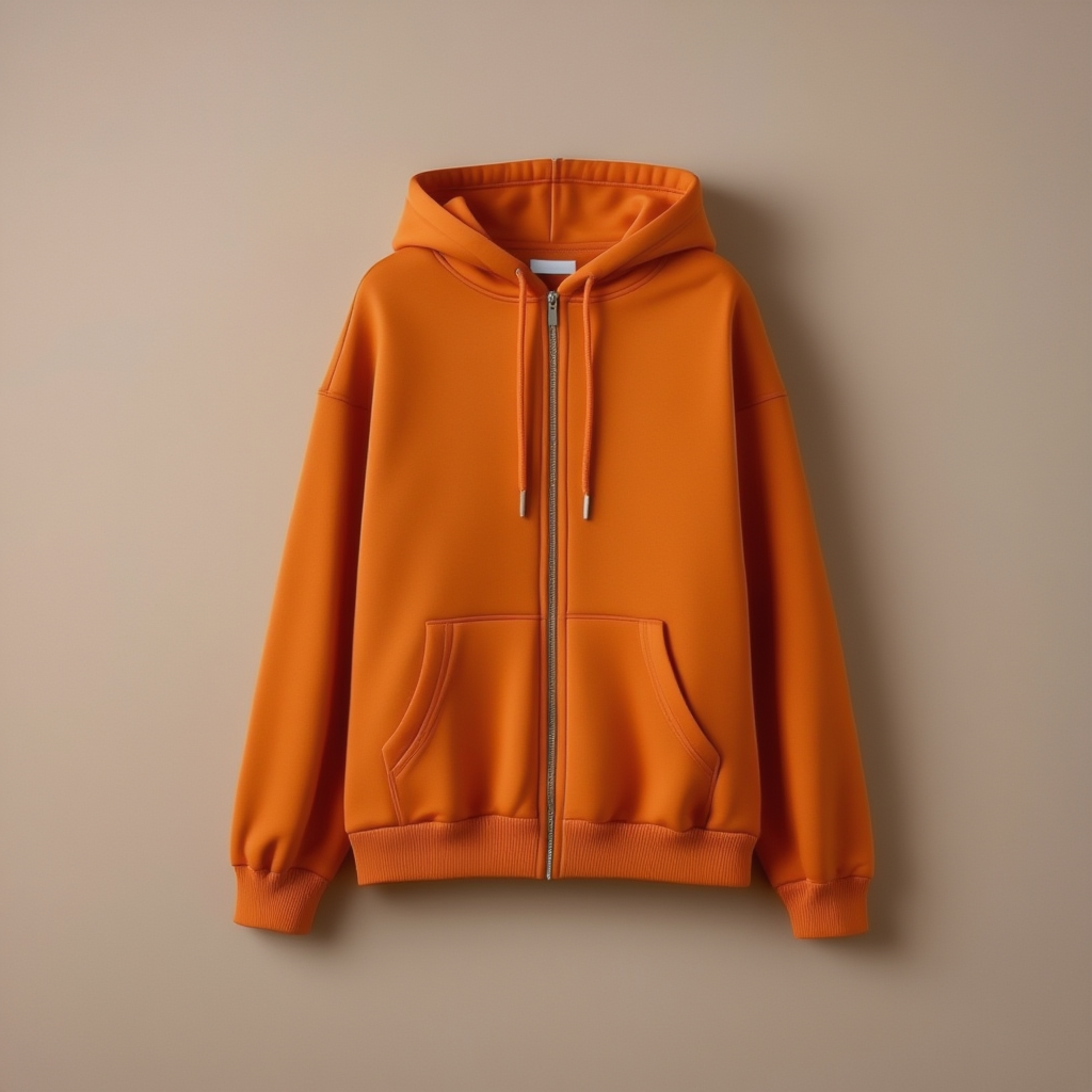 Hoodie Orange Hoodie With Zipper - Orange - Image 1