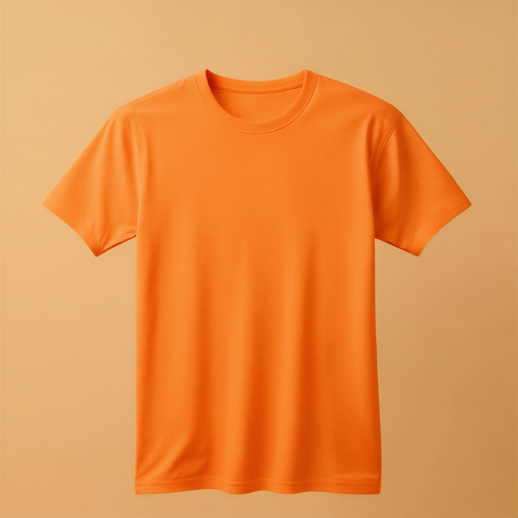 Orange T-shirt Round Neck Half Sleeve - Orange - Image 1