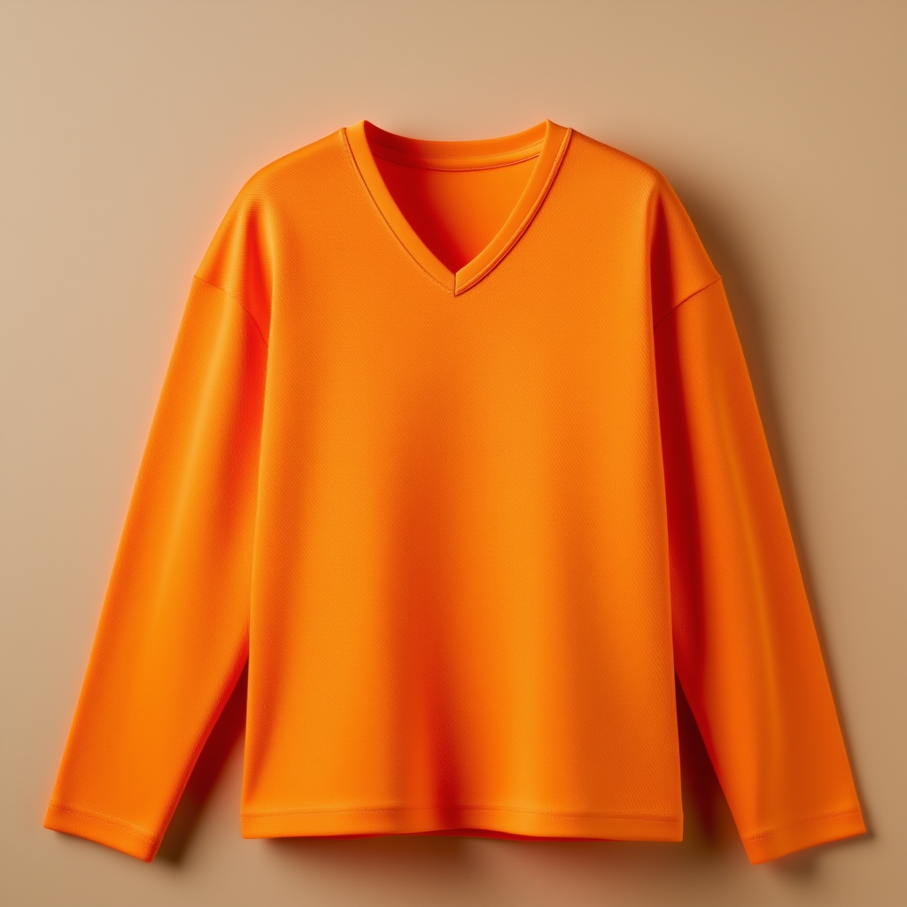 Orange V-Neck V Neck Full Sleeve - Orange - Image 1