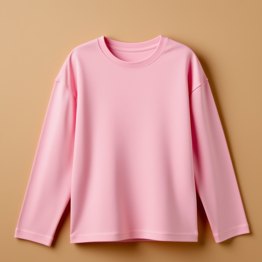 Pink Cotton Tee Round Neck Full Sleeve - Pink - Image 1
