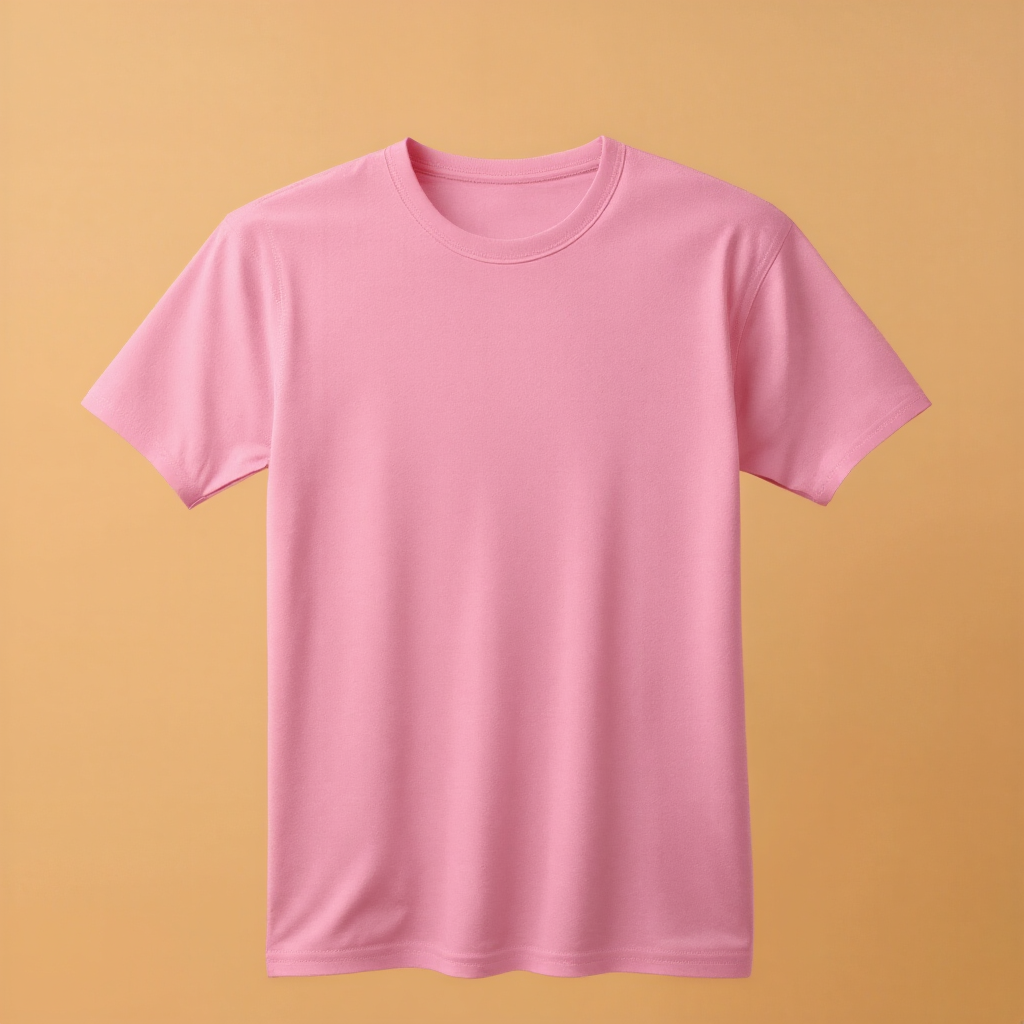Pink T-shirt Round Neck Half Sleeve - Pink - Image 1