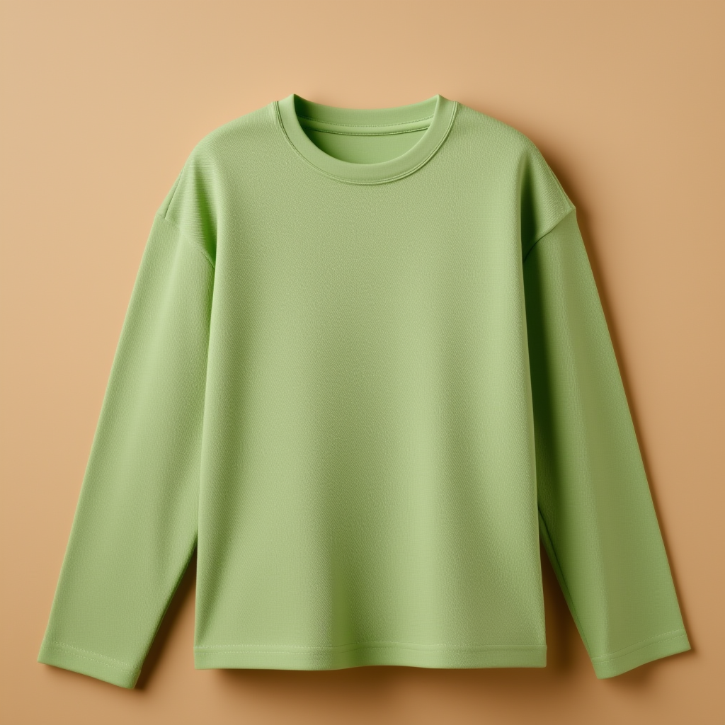 Pista Green Cotton Tee Round Neck Full Sleeve - Pista Green - Image 1