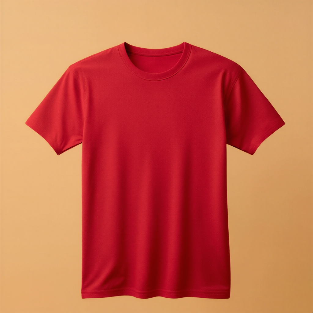 Red T-shirt Round Neck Half Sleeve - Red - Image 1