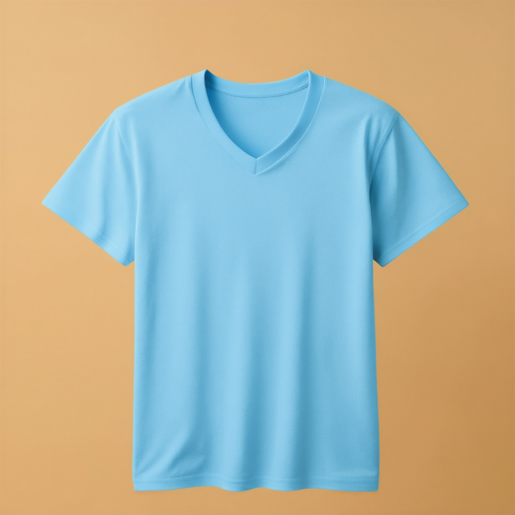 Sky Blue V-Neck V Neck Half Sleeve -Sky Blue - Image 1