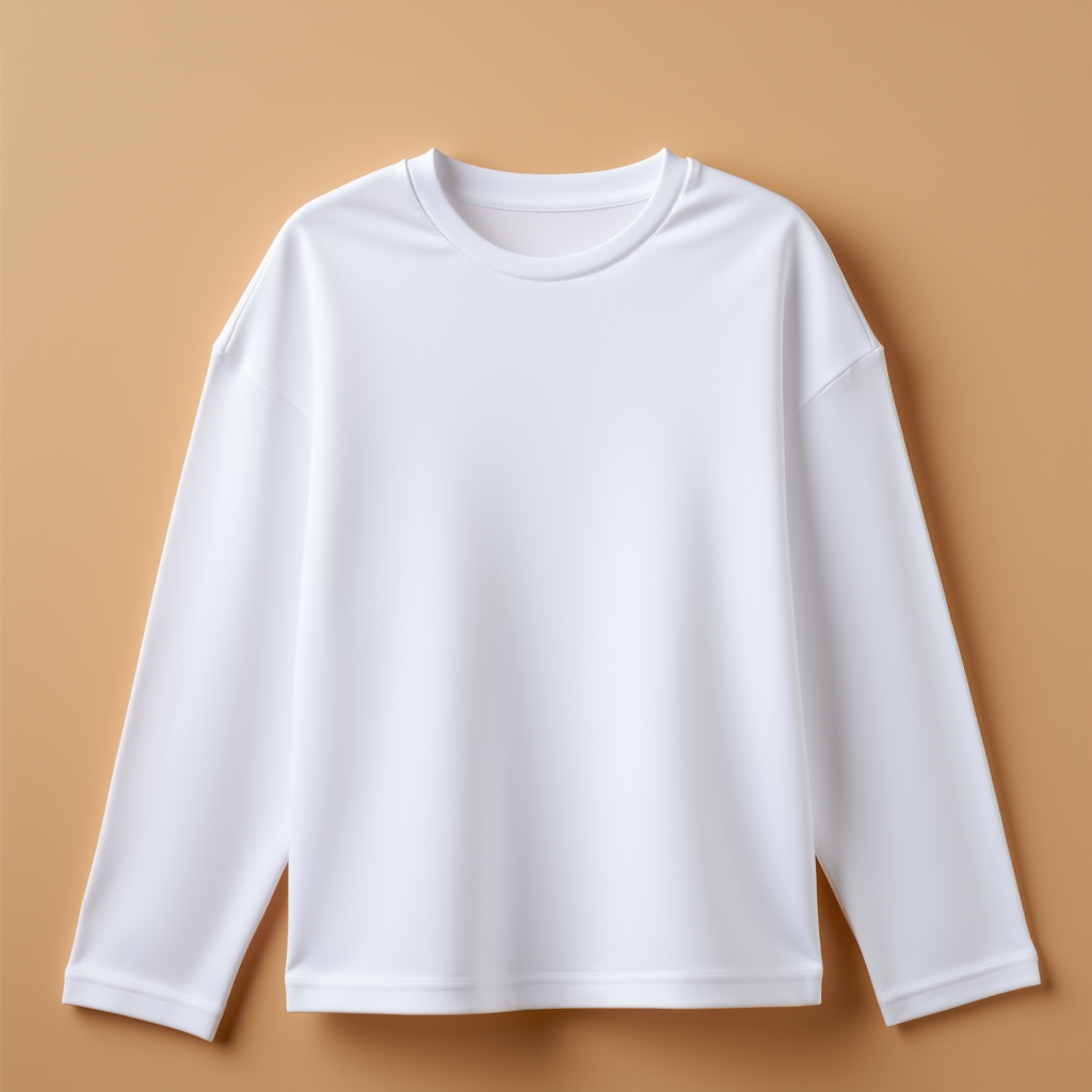White Cotton Tee Round Neck Full Sleeve - White - Image 1