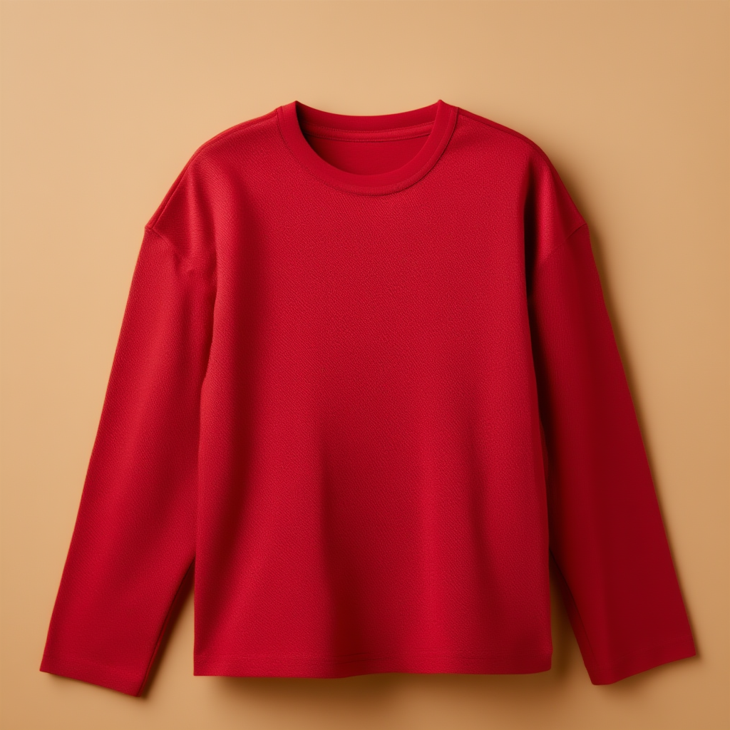 Red Cotton Tee 2 Kids Round Neck Full Sleeve – Red - Image 1